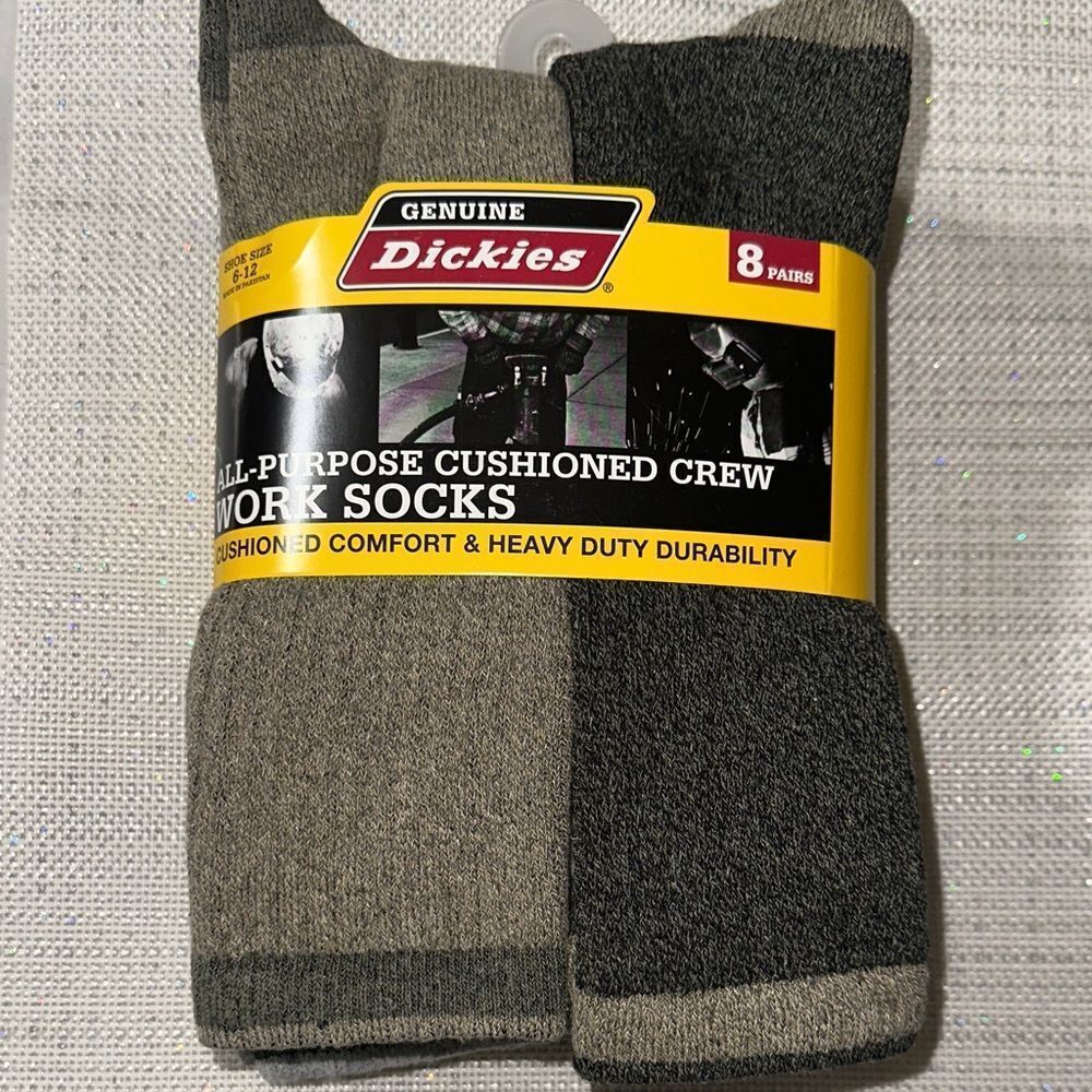 Dickies Olive Marled Ivory Gray Full Cushioned Soft Cotton Blend Work Socks